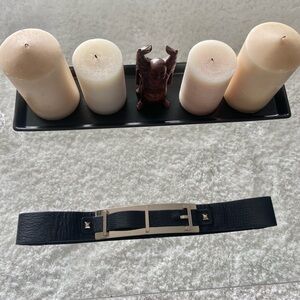 Marciano Black Leather Belt with Gold Buckle